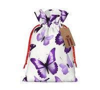 Bolsa de regalo reutilizable de mariposas blancas y moradas y diseño de cordón que hacen que tu regalo sea más delicado
