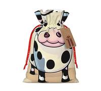 Bolsa de regalo reutilizable de vaca de leche de dibujos animados y diseño de cordón que hacen que tu regalo sea más delicado