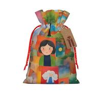 Bolsa de regalo reutilizable para fiestas de vacaciones y diseño de cordón que hacen que tu regalo sea más delicado