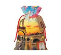Bolsa de regalo reutilizable y ecológica con diseño de la Torre Eiffel de París para recuerdos de fiesta, celebraciones de temporada