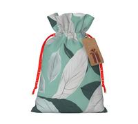 Bolsa de regalo reutilizable y ecológica con estampado de hojas de color gris menta para recuerdos de fiesta, celebraciones de temporada