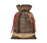 Bolsa de regalo rústica con cordón de puerta de madera, regalo de vacaciones, decoración para suministros de fiesta de Navidad y Halloween, 8.3 x 11.8 pulgadas