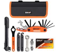Bolsa de reparación de bicicletas con bomba de neumáticos, kit de herramientas portátil para camping, viajes, parches sin pegamento para bicicleta, kit de seguridad todo en uno