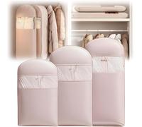 Bolsa de ropa colgante que ahorra espacio con cremallera de autocompresión, organizadores de armario que ahorran espacio para abrigos de plumón, bolsas de almacenamiento con sellado al vacío (rosa, (M