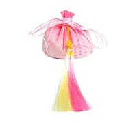 Bolsa de seda con cordón para joyería, monedero de seda con brocado bordado, 2 bolsitas chinas con degradado, bolsa de regalo con cordón, bolsa vacía para aromas con borla, Hanfu(Pink)