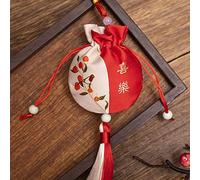 Bolsa de seda con cordón para joyería, monedero de seda con brocado bordado, 2 bolsitas pequeñas, bolsa china bordada con cordón, bolsa de regalo vacía para aromas, accesorios Hanfu(Red)