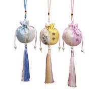 Bolsa de seda con cordón para joyería, monedero de seda con brocado bordado, 3 bolsitas pequeñas, bolsa china bordada con cordón, bolsa de regalo vacía para aromas, accesorios Hanfu