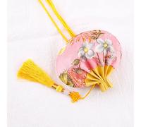 Bolsa de seda con cordón para joyería, monedero de seda con brocado bordado, 4 bolsitas chinas con estampado floral, bolsa de regalo con cordón, bolsa de aroma vacía con borla, para coche(Pink)
