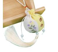 Bolsa de seda con cordón para joyería, monedero de seda con brocado bordado, 4 bolsitas de tela, bolsa tradicional china con cordón, bolsa de regalo vacía, bolsa de aromas, accesorios Hanfu(Yellow)