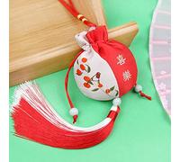 Bolsa de seda con cordón para joyería, monedero de seda con brocado bordado, 4 bolsitas de tela, bolsa tradicional china con cordón, bolsa de regalo vacía, bolsa de aromas, accesorios Hanfu(Red)