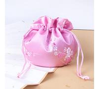 Bolsa de seda con cordón para joyería, monedero de seda con brocado bordado, 4 bolsitas tradicionales chinas con flores bordadas, bolsa de regalo con cordón, bolsa vacía para aromas.(Pink)