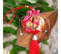 Bolsa de seda con cordón para joyería, monedero de seda con brocado bordado, 6 bolsitas pequeñas, bolsa china bordada con cordón, bolsa de regalo vacía con borla para aromas, para coche(Red)