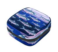 Bolsa de servilletas sanitarias con cremallera, bolsa suave para almohadilla menstrual, bolsa de almacenamiento con patrón de peces de colonia de sardina para compresas sanitarias, soporte para
