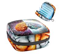 Bolsa de servilletas sanitarias con cremallera, bolsa suave para almohadilla menstrual, cerebro artístico-2156 bolsa de almacenamiento para compresas sanitarias, soporte para tampones