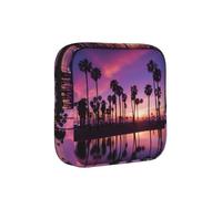 Bolsa de tampón con estampado de puesta de sol púrpura para mujer, bolsa de tampón resistente a las manchas, soporte para compresas sanitarias, bolsa pequeña con cremallera