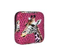 Bolsa de tampón para mujer, con textura de jirafa rosa, suave, resistente a las manchas, soporte para compresas sanitarias, pequeña bolsa con cremallera