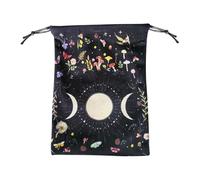 Bolsa de tarjeta Oracle - Bolsa de almacenamiento de tarot | Tarot Taroch Deter Holder | Estuche de patrón de fase luna con carreras | Destino impreso de lino de lino de algodón portátil para