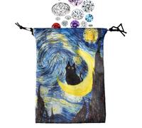 Bolsa de Tarot con cordón - Bolsa de diseño místico de 13x18 cm, estuche protector de transporte, cordón de tracción suave, almacenamiento multiusos | Lectores de tarjetas, herramientas espirituale