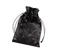 Bolsa de tarot con cordón, bolsa de tarot con cordón, exquisitas bolsas de joyería para tarjetas de oráculo, multifuncional, para runas, tarjetas de oráculo, para entusiastas del tarot, NEGRO, Refer