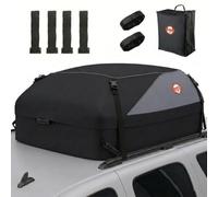 Bolsa de Techo de Coche de 15 pies cúbicos/430 L, Caja de Almacenamiento Impermeable para Techo de Coche, Cajas de Techo Resistentes para automóviles con Barras de Techo o sin Bastidor | con Correas