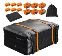 Bolsa de Techo para Coche Universal Resistente 572 litros, PVC 500D Impermeable, (No Se Requiere Portaequipajes) con Tapete Antideslizante, Ganchos & Correas