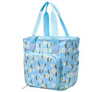 Bolsa de tejer de mano para ganchillo, bolsa de almacenamiento de hilo con compartimentos para agujas de ganchillo y accesorios