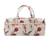 Bolsa de tejer, Organizador de bolsas de almacenamiento de hilo para hilo, ganchillos, agujas de tejer y accesorios, Ligero, Patrones de flores(jacquard rosa)