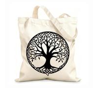 Bolsa de tela con asa plana Imágenes prediseñadas del árbol de la vida celta, silueta de árbol celta, árbol celta de fresno de Creevagh Tela de 12 oz de grosor Sustituye a la mochila escolar 31x36cm
