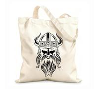 Bolsa de tela con correa de cincha Tela de 12 oz de grosor Hermandad Berserker, un emblema vikingo de furia, explorador de ébano, una mascota vikinga de aventura. Bolsa para dibujar 31x36cm Mediano