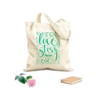 Bolsa de tela con correa de cincha Tela de 340g/m² de grosor Una historia de amor VERDADERA que nunca termina, citas motivacionales Bolsa para dibujar