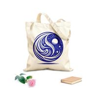 Bolsa de tela con correa de cincha Un universo giratorio inspirado en el Yin y el Yang con estrellas del sol y elementos fluidos presentados de una manera sorprendente. Tela de 340g/m² de grosor