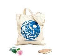 Bolsa de tela con correa de cincha Un universo giratorio inspirado en el Yin y el Yang con estrellas del sol y elementos fluidos presentados de una manera sorprendente. Tela de 340g/m² de grosor