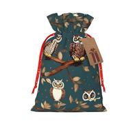 Bolsa de tela con estampado de búhos mágicos con cordón, reutilizable, bolsa de almacenamiento de alimentos, bolsa de decoración