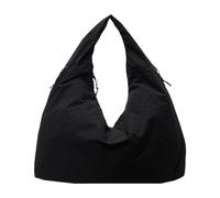 Bolsa de tela con textura para el hombro de moda, suave nailon, material de nailon, resistente y ligero. Build para el uso diario, gran capacidad, ideal para la universidad, viaje, Negro , Se référer
