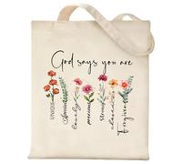 Bolsa de tela con versos de la Biblia con estampado cristiano, bolsa de transporte para mujer, bolsa de la compra, regalos, reutilizables, bolsa de algodón, regalos cristianos para mujeres, 40 x 35 cm