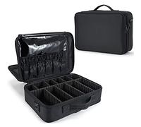 Bolsa de tela de Oxford grande Joligrace con correa trasera extraíble y compartimento de esponja EVA para guardar y organizar cosméticos y artículos de maquillaje, Negro (Negro) - unknown