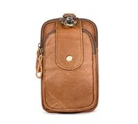 Bolsa de Teléfono Celular para Hombres Use cinturón for Colgar en la Cintura, Bolso de Cuero for Hombre (Color : marrón, Size : 10.5x16.5x5cm)