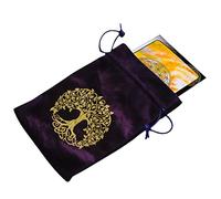 Bolsa de terciopelo de tarot - Bolsa de joyería de terciopelo con cordón | Bolsa de joyería morada/negra con cordón - 13 x 18 cm para cartas del tarot, runas, cubos, bolsa de joyería de viaje, árbol o