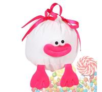 Bolsa de terciopelo para caramelos, bolsa de golosinas de terciopelo con boca de salchicha de dibujos animados, bolsas de dulces multifuncionales portátiles con cordón, regalos de fiesta de Navidad