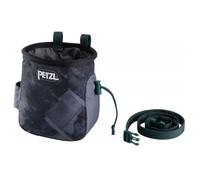 PETZL - Bolsa de Magnesia SAKA - Cierre Central con cordón y Tanka, Dark Grey, Doble portaescobillas Textil