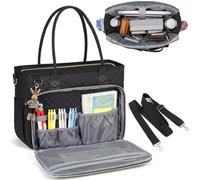 Bolsa de trabajo de nailon de 16, 5 x 5, 9 x 12, 6 pulgadas, con múltiples bolsillos, bolsa para botellas, llaveros, maletín con correa ajustable y asa para la escuela, oficina, viajes, para profe