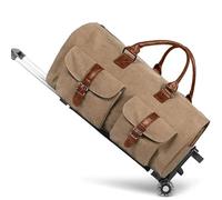 Bolsa de Traje Plegable, Bolsa Viaje for Ropa con Ruedas, Caja Carrito Negocios Multifuncional Impermeable Gran Capacidad, Fin Semana Lujo para Vacaciones(Dark Brown)