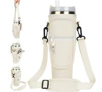 Bolsa de transporte compatible con botella Stanley 40oz- Bolsa de botella con correa ajustable y bolsillo para teléfono compatible con accesorio stanley cup, ideal para viajes, camping y caminar