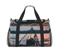 Bolsa de transporte con diseño de redes de pesca de estrella de mar, para fin de semana, para viajes, mujeres, hombres, gimnasio, equipaje de mano, Black, Talla única