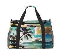 Bolsa de transporte con estampado de palmeras tropicales para debajo del asiento, bolsa de viaje, gimnasio, bolsa de deporte, Negro -, Talla única