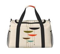Bolsa de transporte con estampado moderno de mediados de siglo, para debajo del asiento, bolsa de viaje, gimnasio, bolsa de deporte, Negro -, Talla única