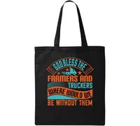 Bolsa de transporte con texto en inglés "God Bless The Farmers and Truckers", algodón ecológico natural, negro, talla única, Negro , talla única