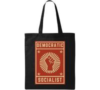 Bolsa de transporte de algodón ecológico natural, diseño de socialistas democráticos, color rojo, negro, talla única, Negro , talla única
