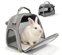 Bolsa De Transporte De Animales Pequeños: Transportín para Gatos, Plegables con Correa, Malla Transpirable, Pequeño Transportador De Mascotas para Pájaros, Ratas, Cobayas (Gris)