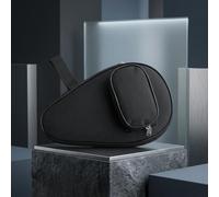 Bolsa de transporte de dos raquetas de tenis de mesa con bolsillo integrado para pelota, pista de cremallera suave y perfil de bajo volumen para embalaje (negro)